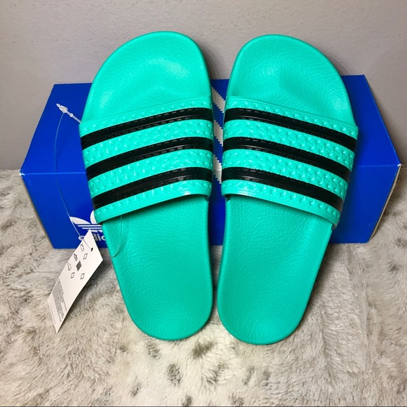 adidas Shoes | Nib Adidas Adilette Slide Sandals In Teal Size 5 | Poshmark